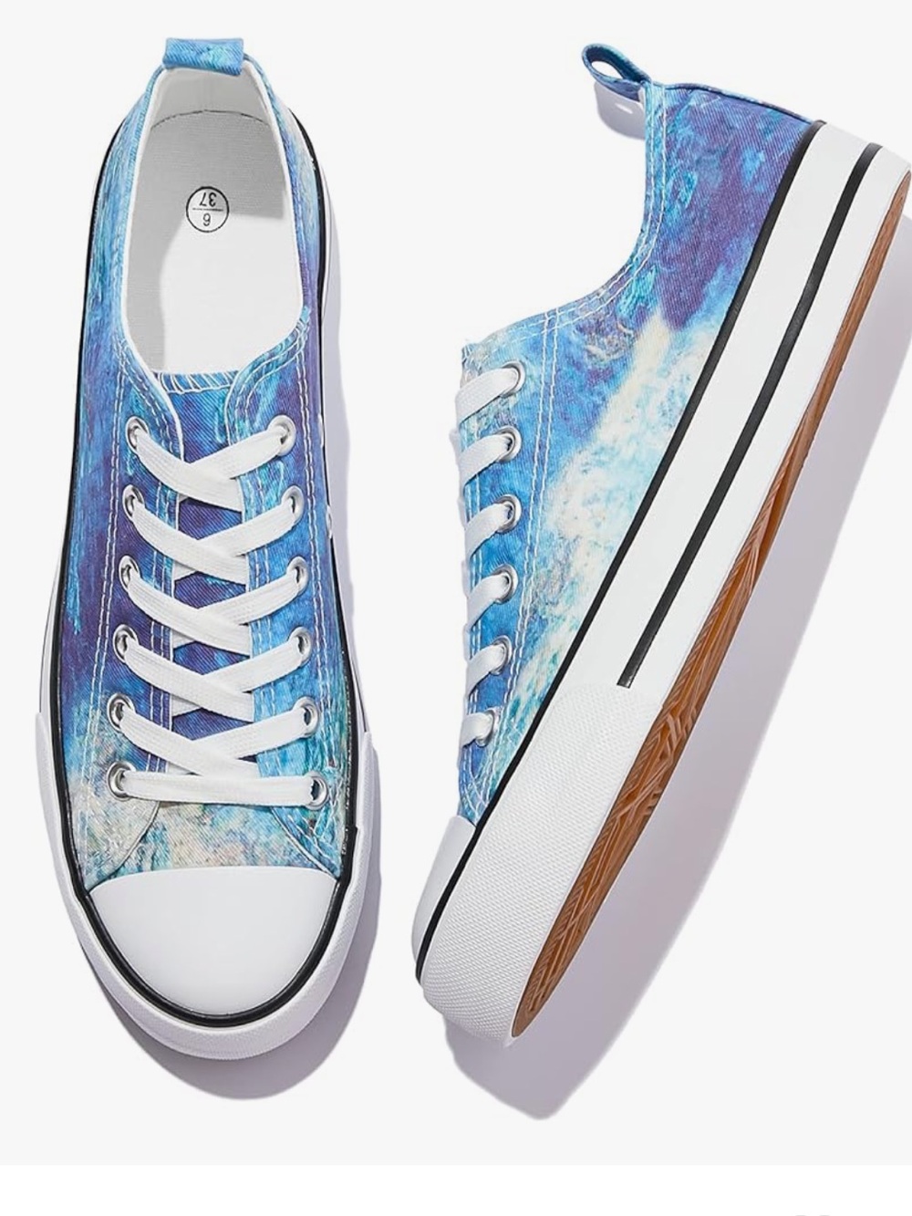 Women's Blue Tie-Dye Canvas Low-Top Sneakers